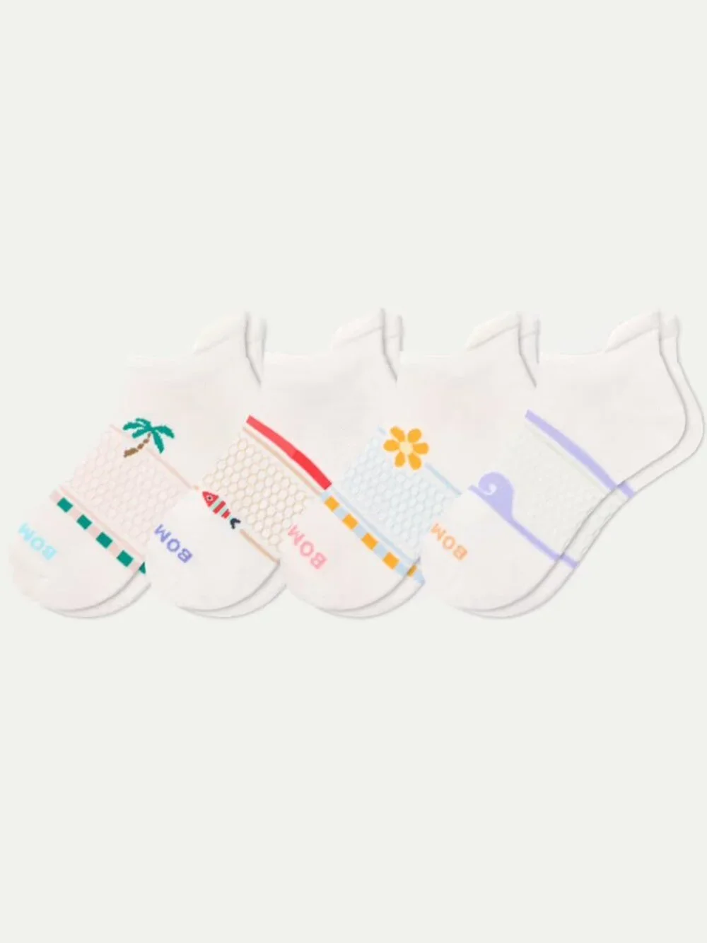 Bombas Women's Beach Day Ankle Sock 4-Pack Color: Tropical Bloom Mix